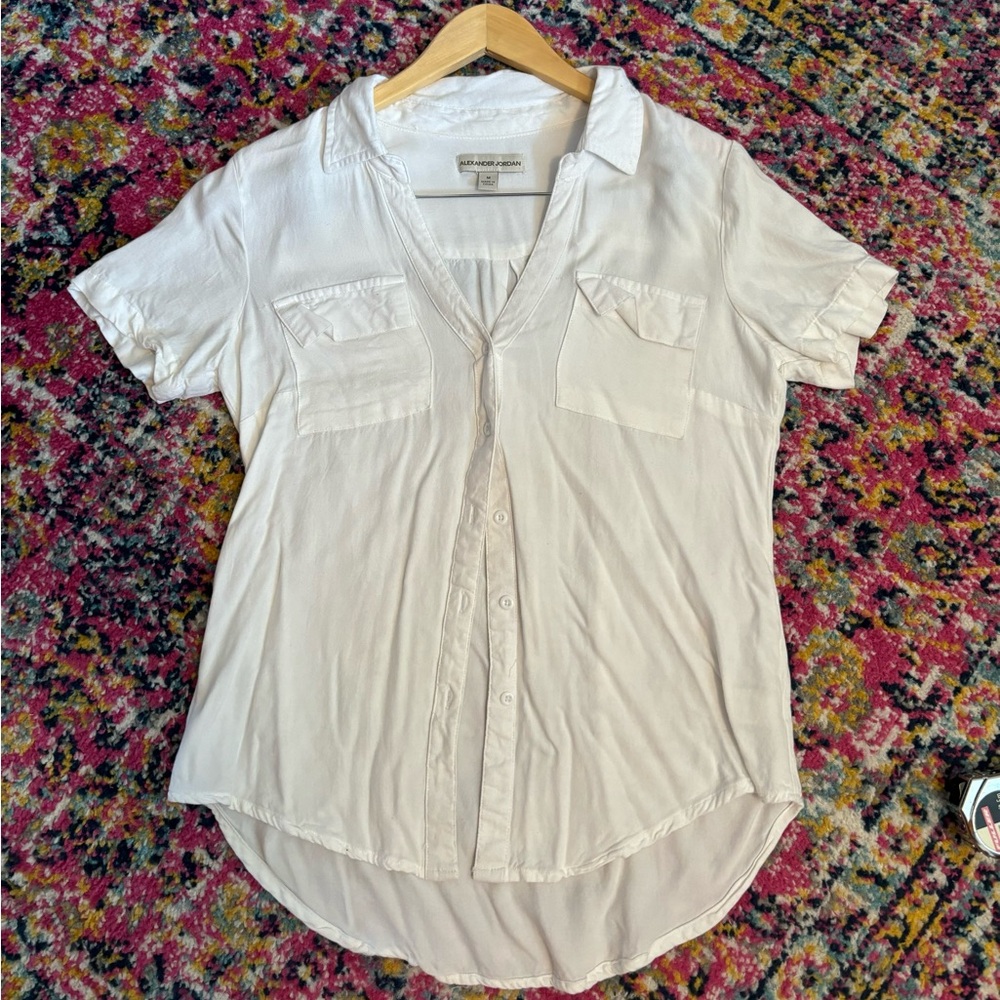 White Short-Sleeve Button Up Shirt